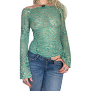 Sheer Lace Bell Sleeve Top (XS)