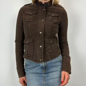 2000s Brown Velvet Moto Style Jacket (S)