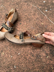 Vintage Boho Buckle Leather Ballet Pumps by AS.98 (US 6)