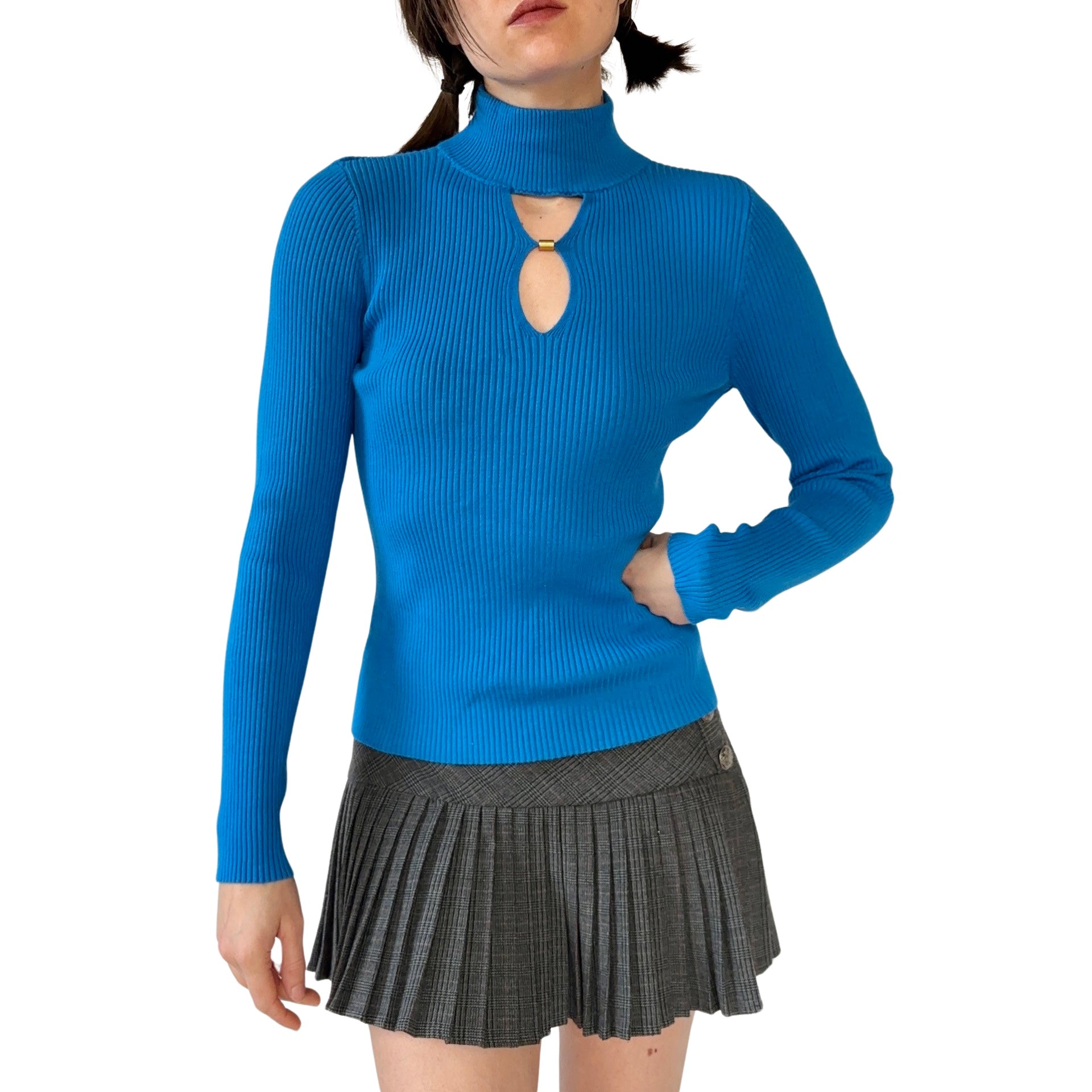 2000s Royal Blue Ribbed Knit (S/M)