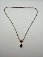 Black stone silver necklace