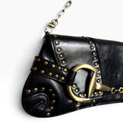 Rina Rich black studded horsebit shoulder bag