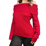 Red Cashmere Off The Shoulder Knit (L)