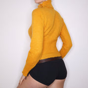 Y2K Orange Mohair Turtleneck Sweater (S/M)