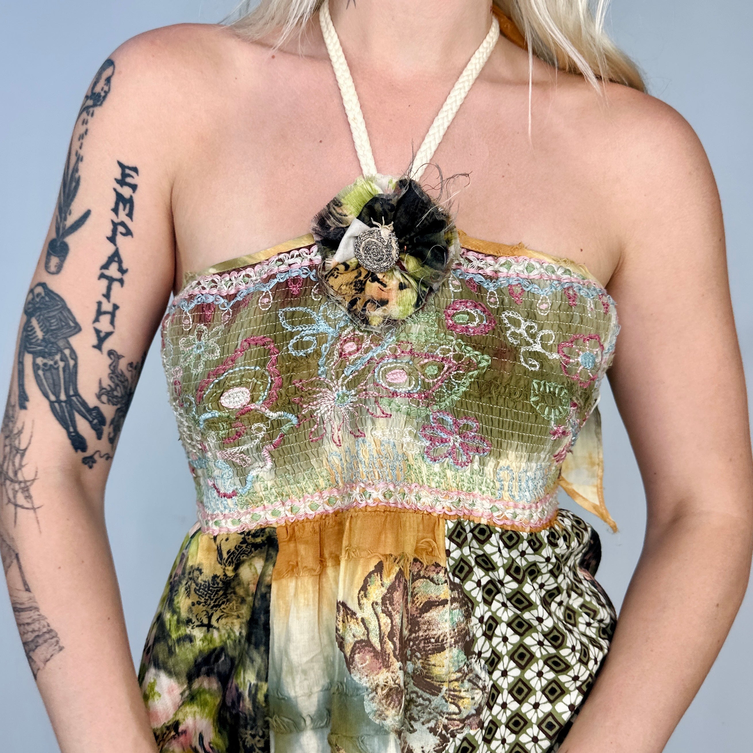Boho Fairy Patchwork Halter Dress (M)