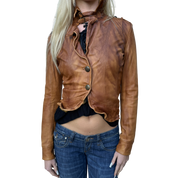 Vintage Italian Leather Cropped Jacket (XS)