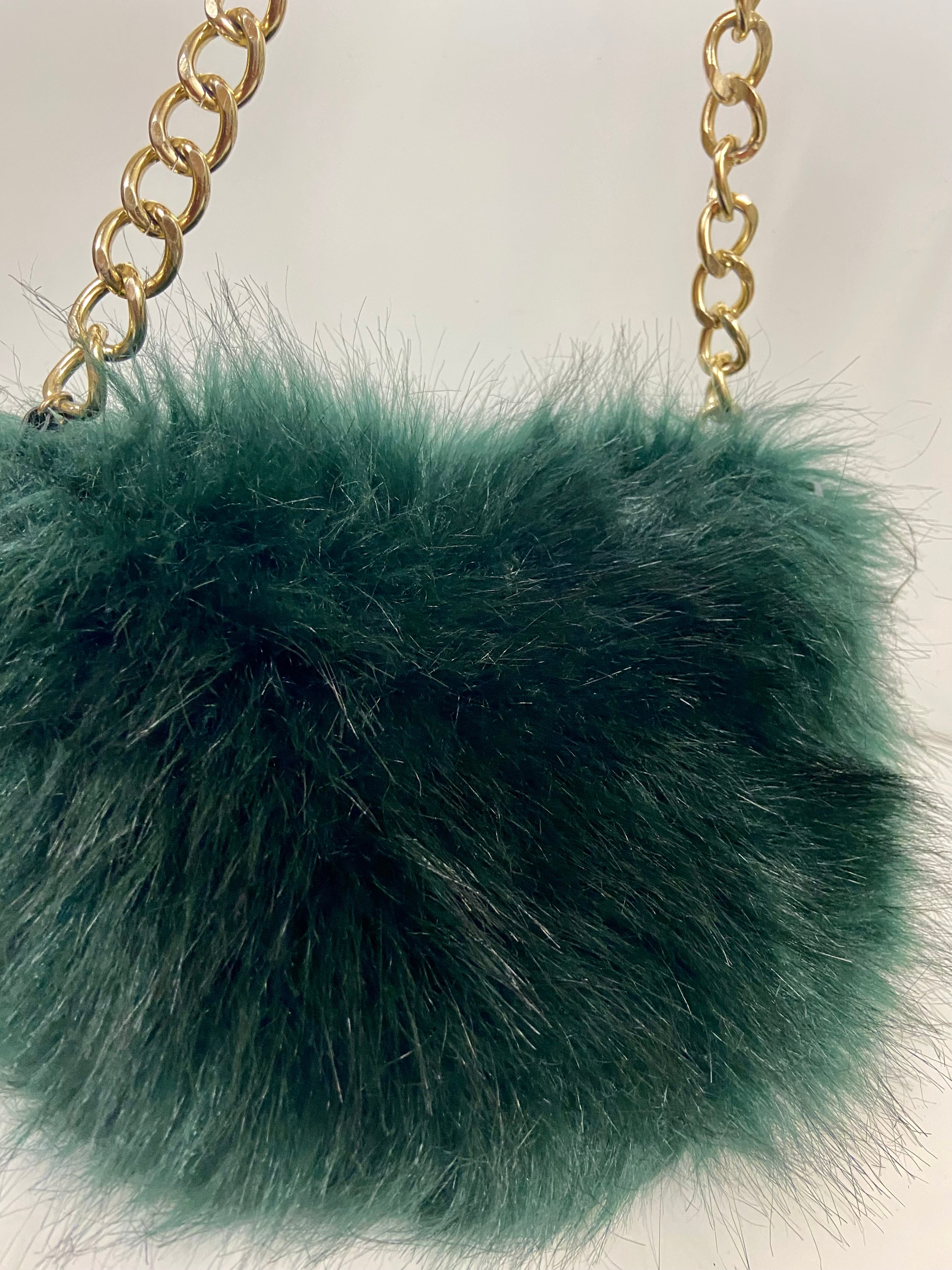 Dark green fuzzy bag
