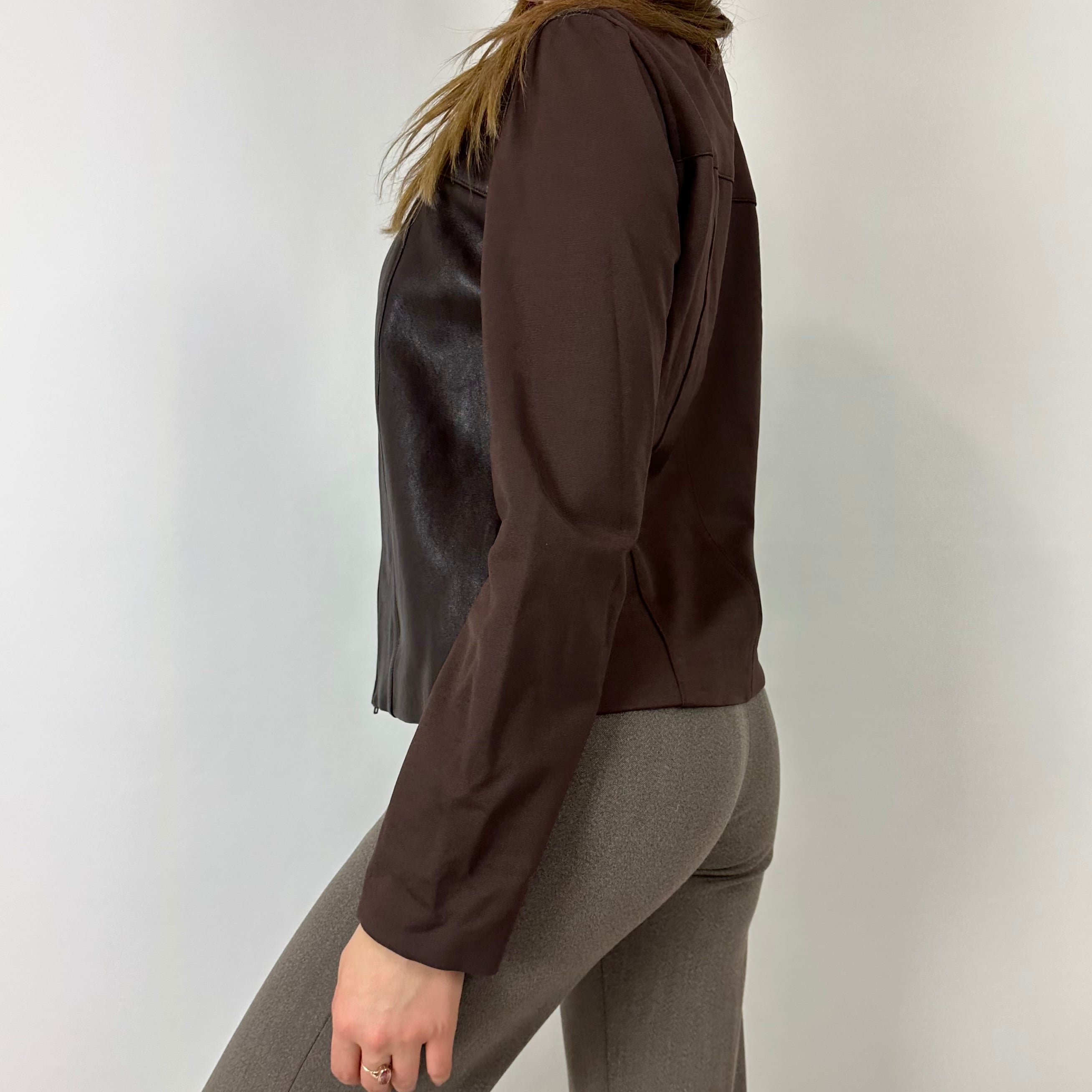 90s Brown Leather Jacket (S/M)