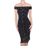 90s Embroidered Rose Midi Dress (S/M)