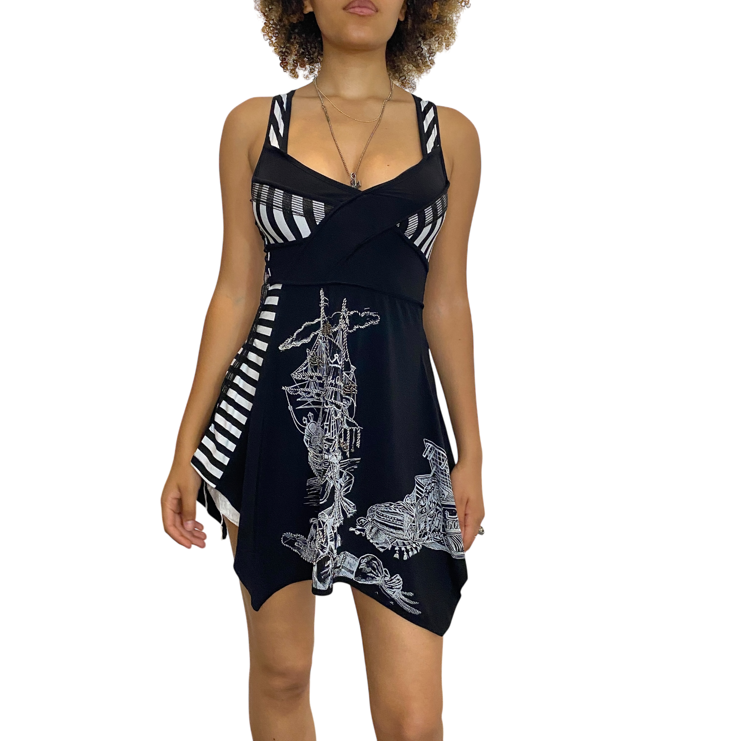 Vintage Save The Queen Striped Dress Top (S/M)