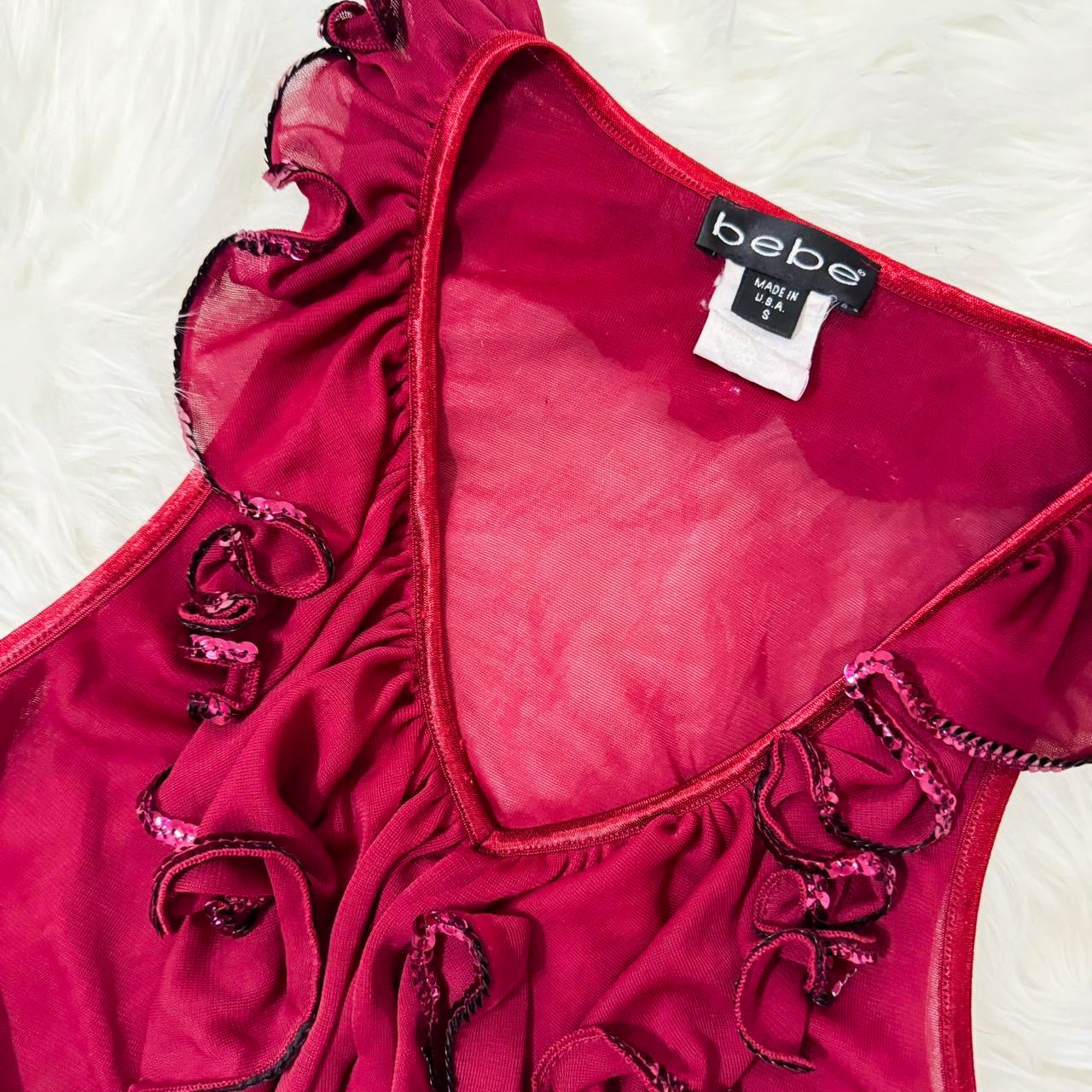Bebe 90's Mesh Ruffle Cami (XS)