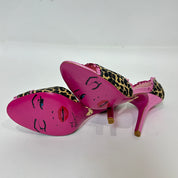 Betsey Johnson Pink & Leopard Print Peep Toe Heels (7)