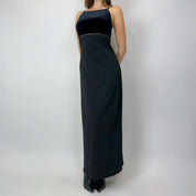 90s Black Velvet Maxi Dress (S/M)