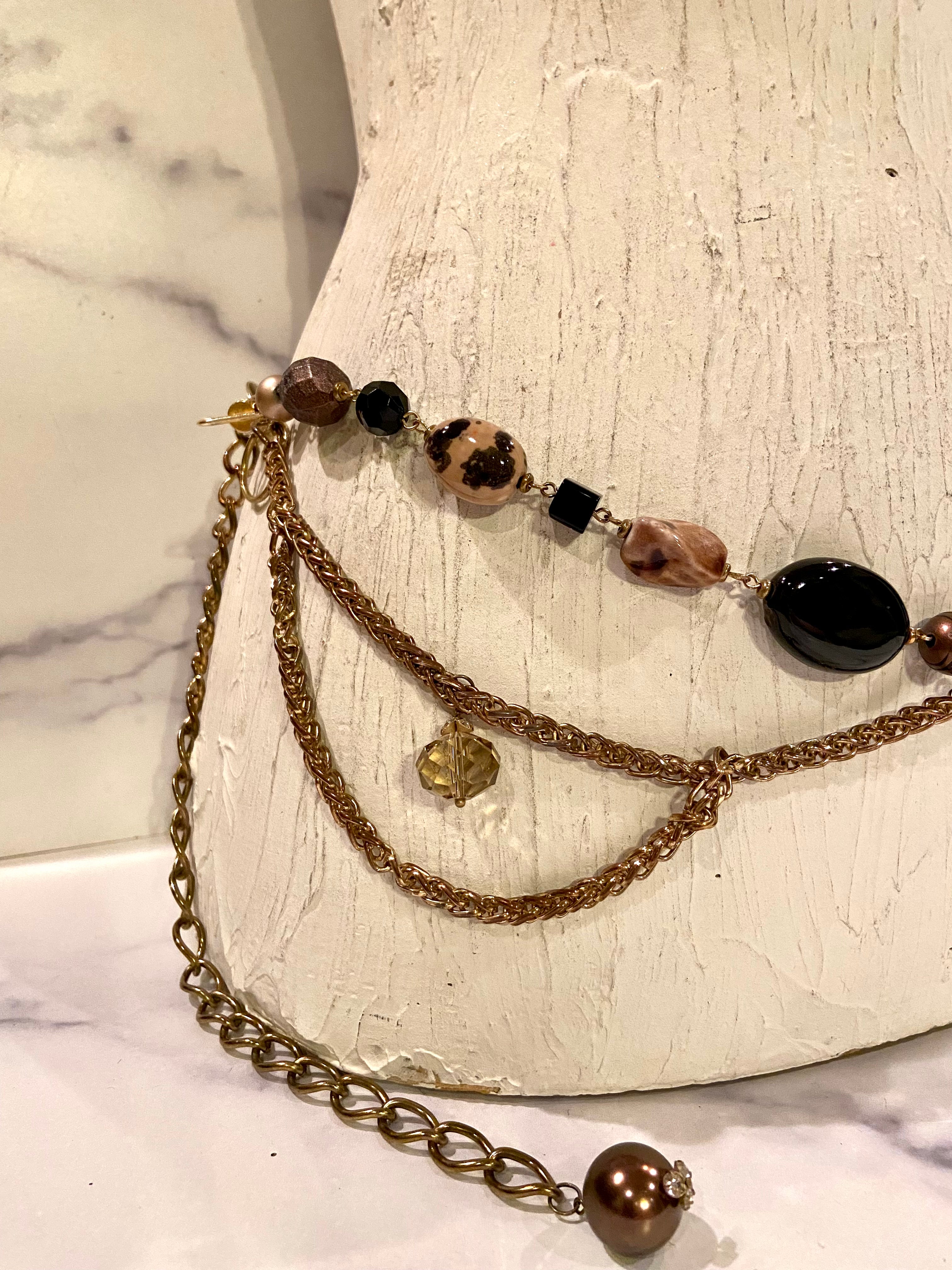 Metallic tone &  beads belt