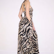 Y2K Silk Animal Print Gown (XS)