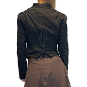 Vintage Lace-up Back Asymmetrical Zip Utility Jacket (M/L)