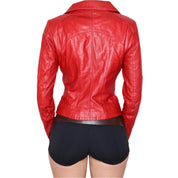 Y2K Sexy Red Italian Leather Moto Jacket (S)