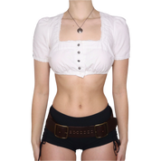 Y2K White Cotton Milkmaid Crop Top (S)