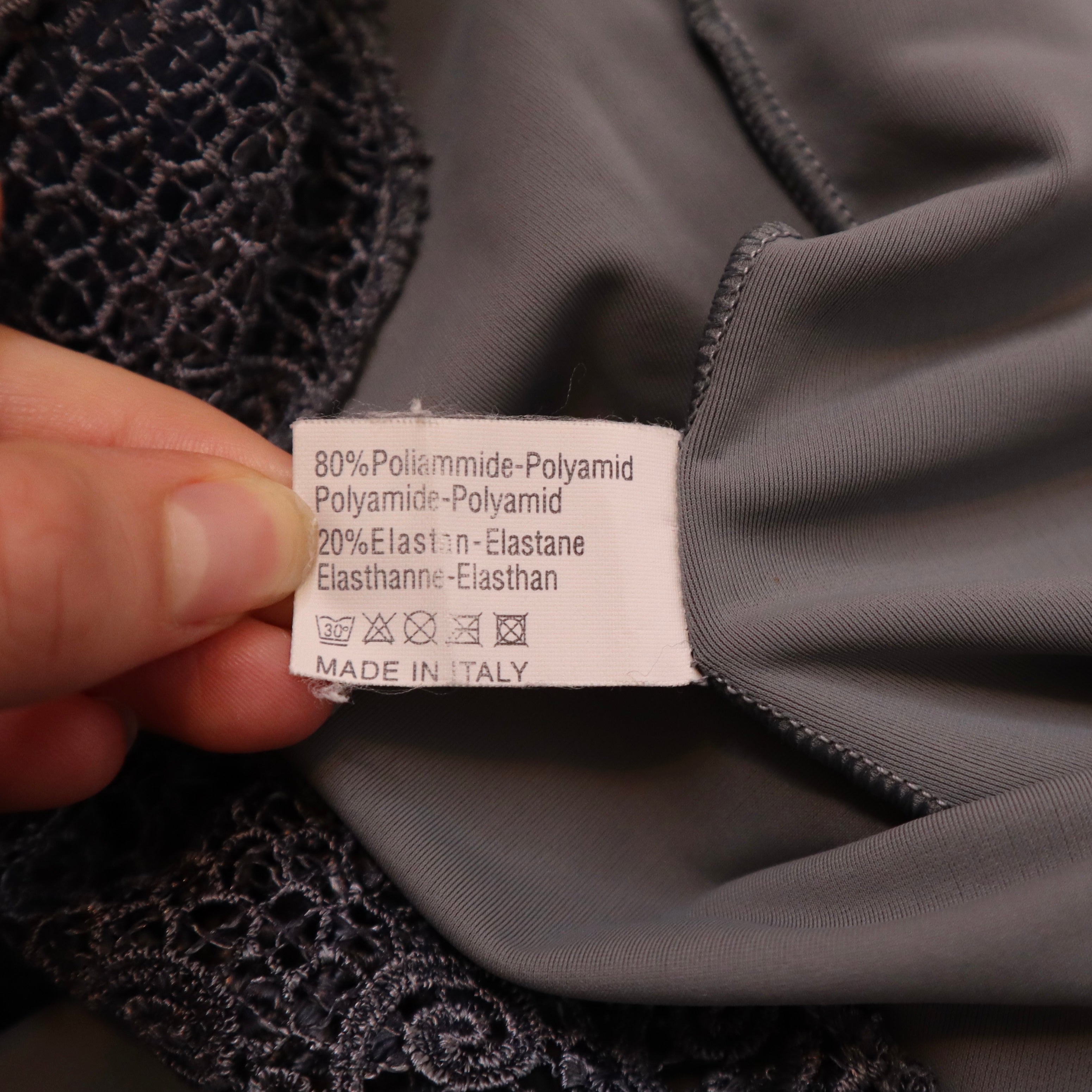 Y2K Italian Gray Lace Slip Dress (S)