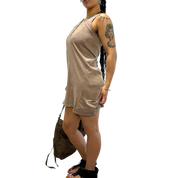 Vintage Brown Sleeveless Button up Mini Dress (S)