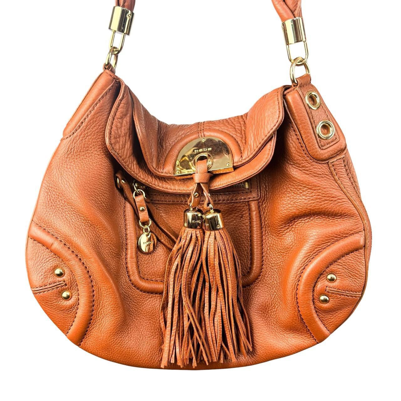 Bebe Brown Leather Boho Bag