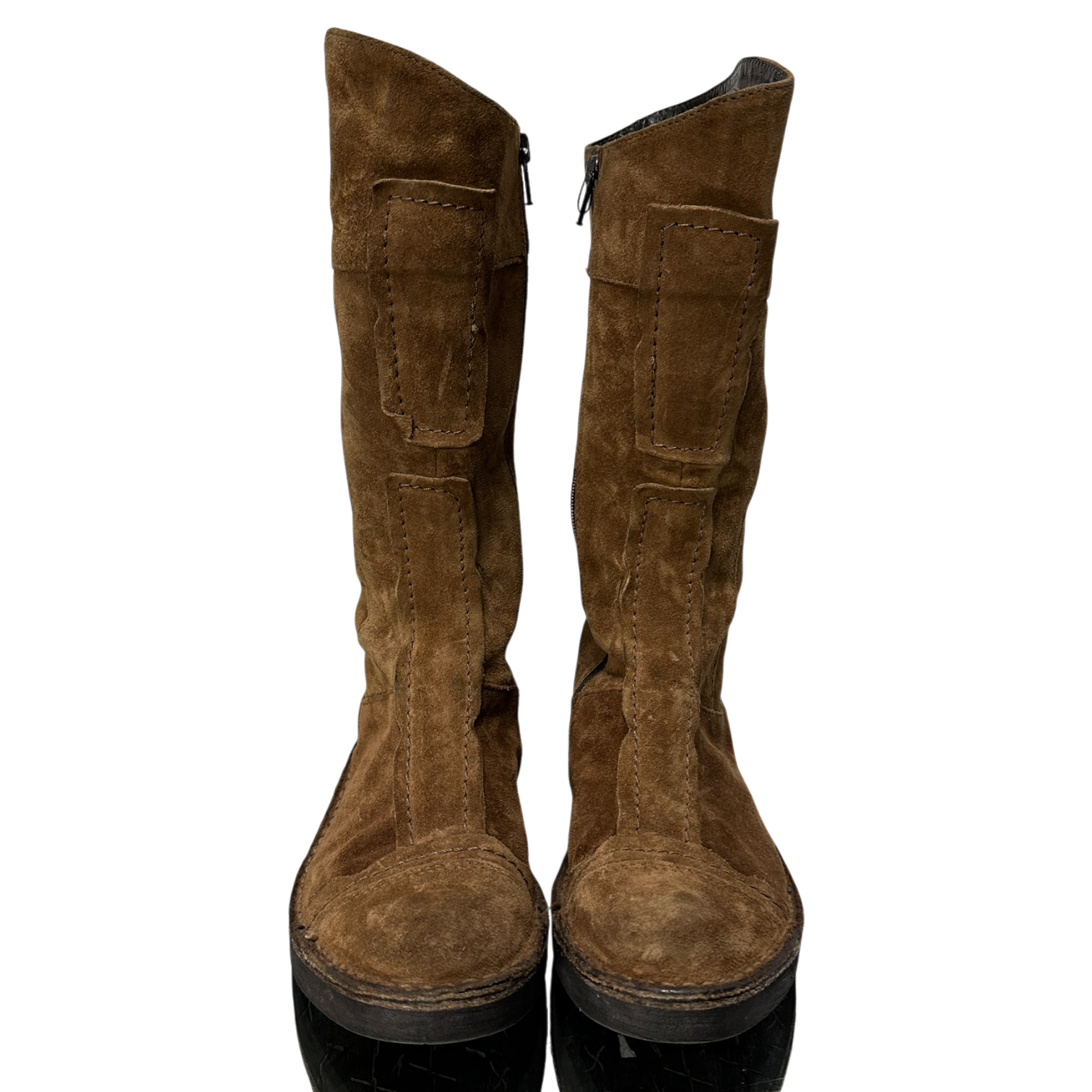 Vintage Boho Italian Brown Suede Knee High Calf Boots (US 5)