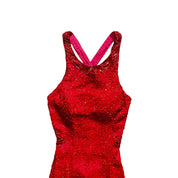 Caché Beaded Red Slit Dress (XS)