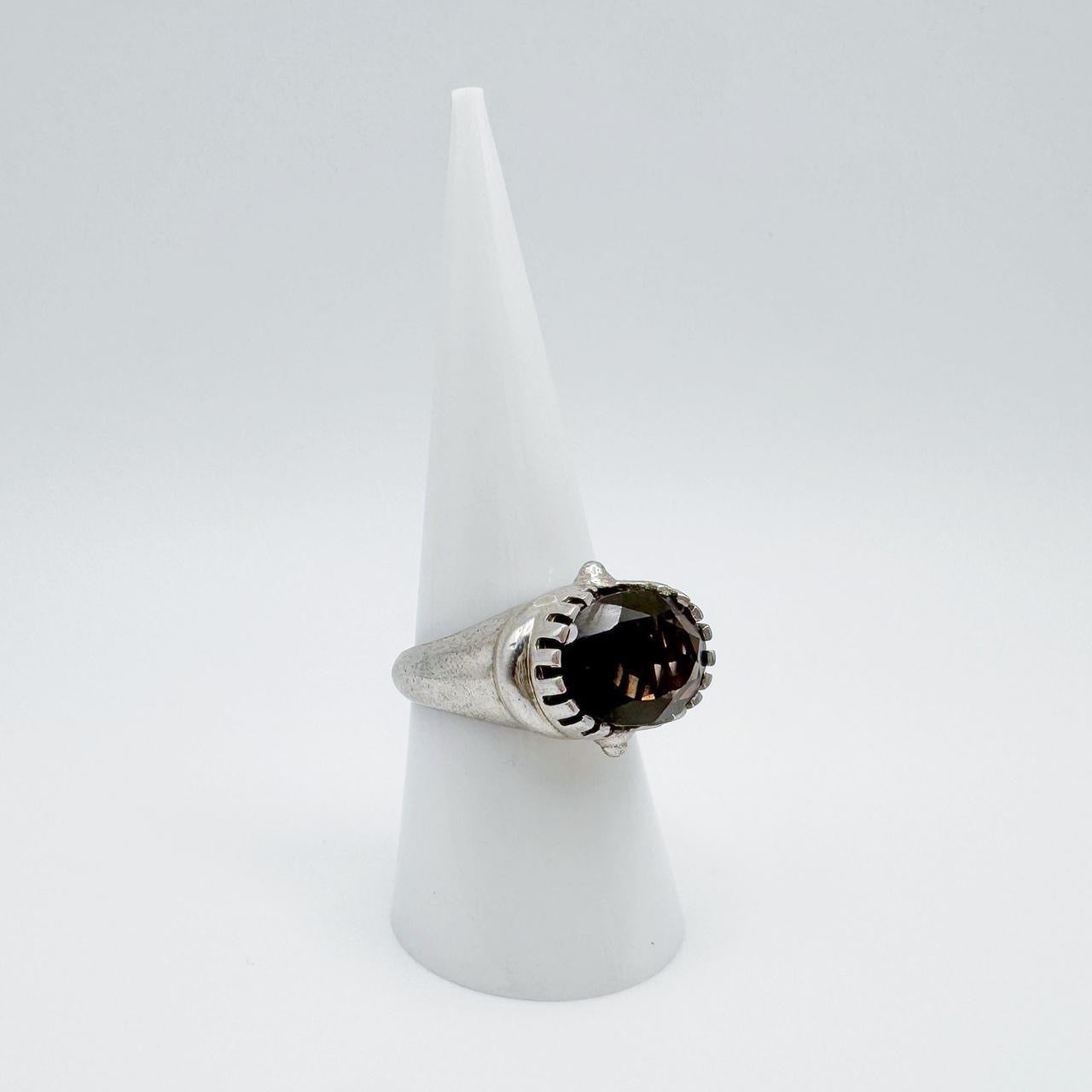 1960s Sterling Silver Smoky Quartz Ring (7.5)