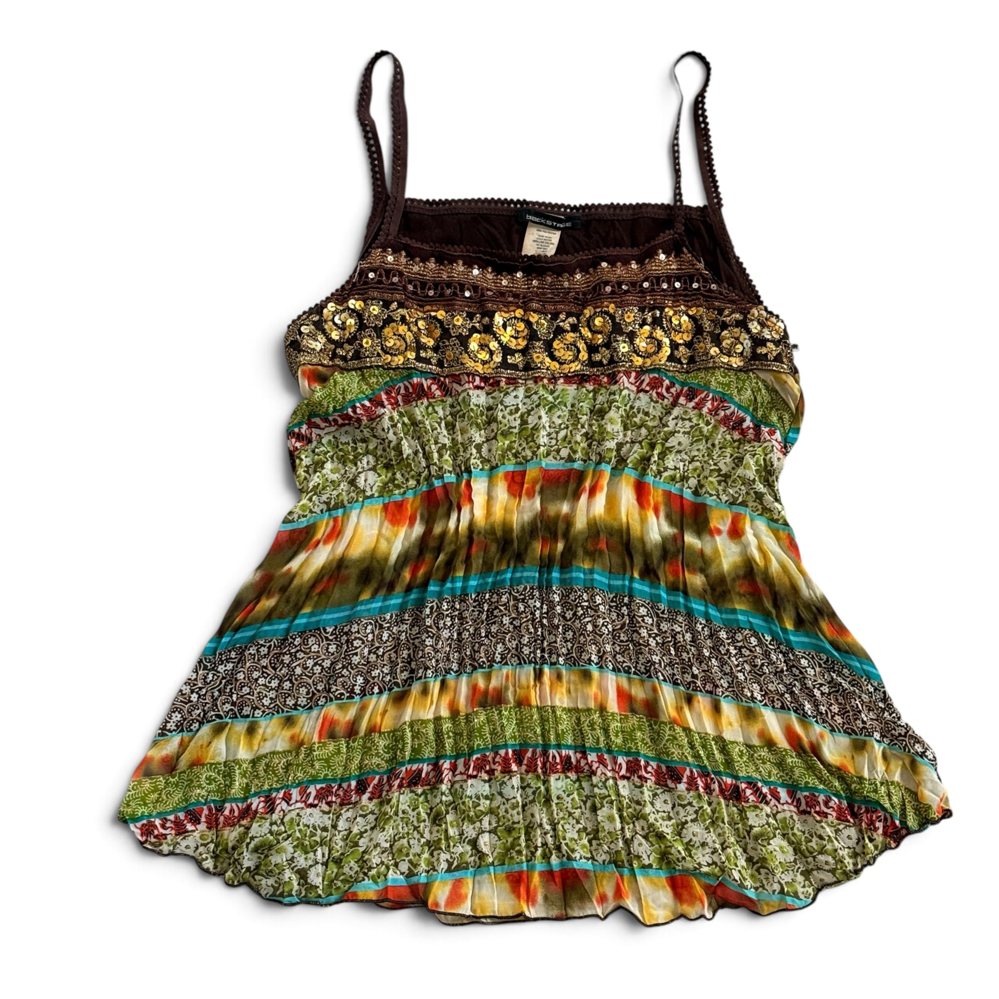 Y2K boho fairy embellished longline top (M)