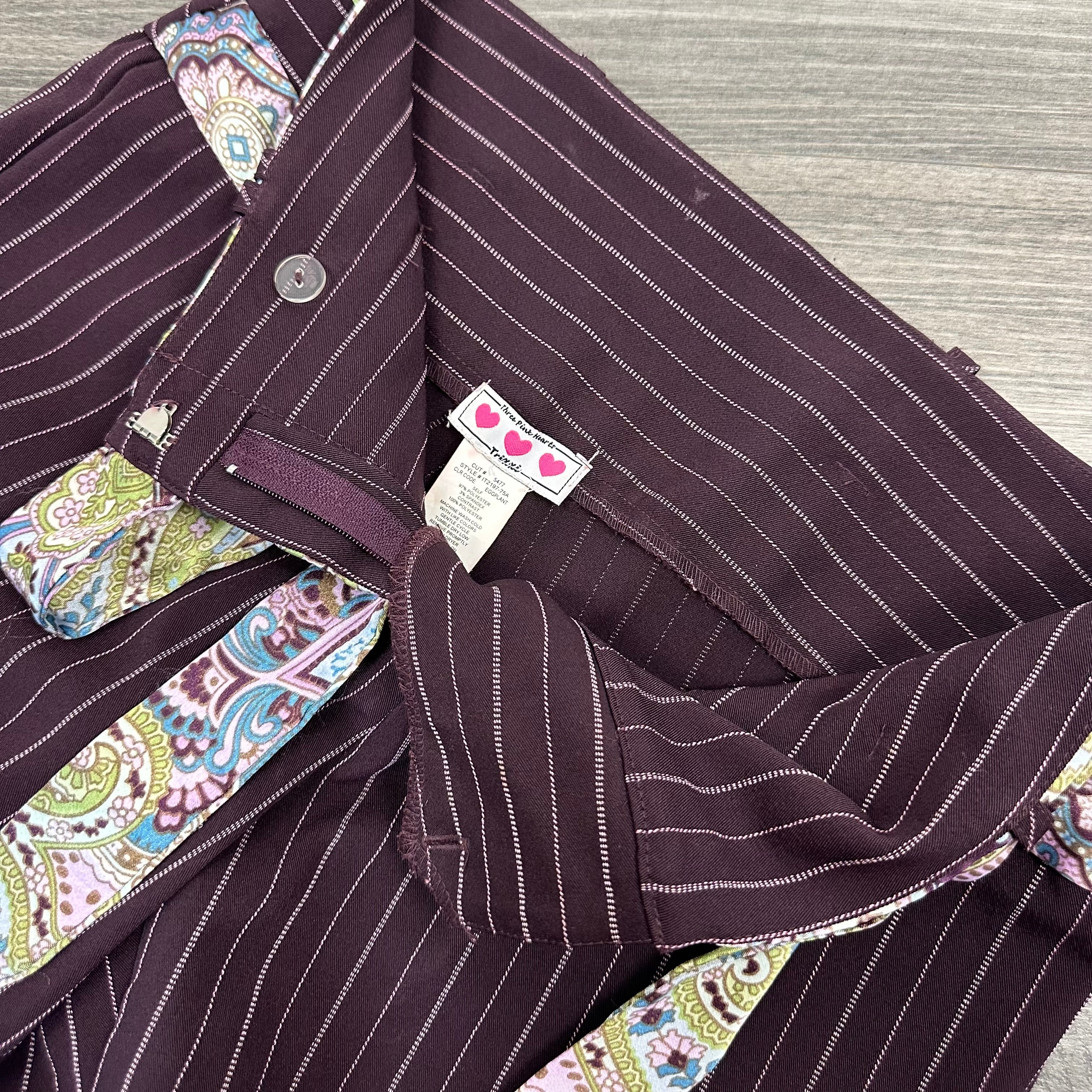 Y2K Plum Pinstripe Trousers (XS/S)