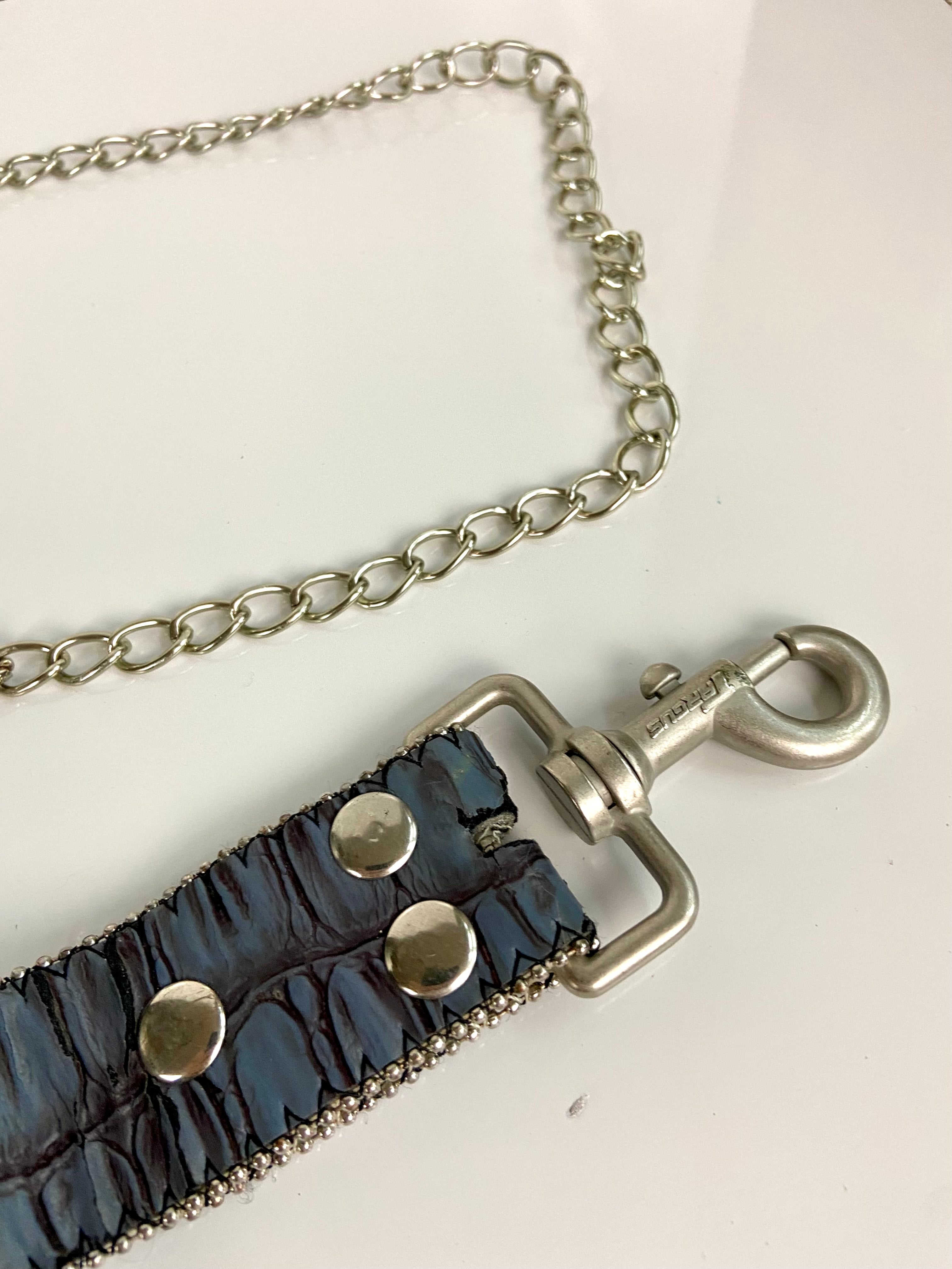 Metal leather mixed belt