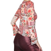 Y2K Italian Pink Floral Boho Blouse (S/M)