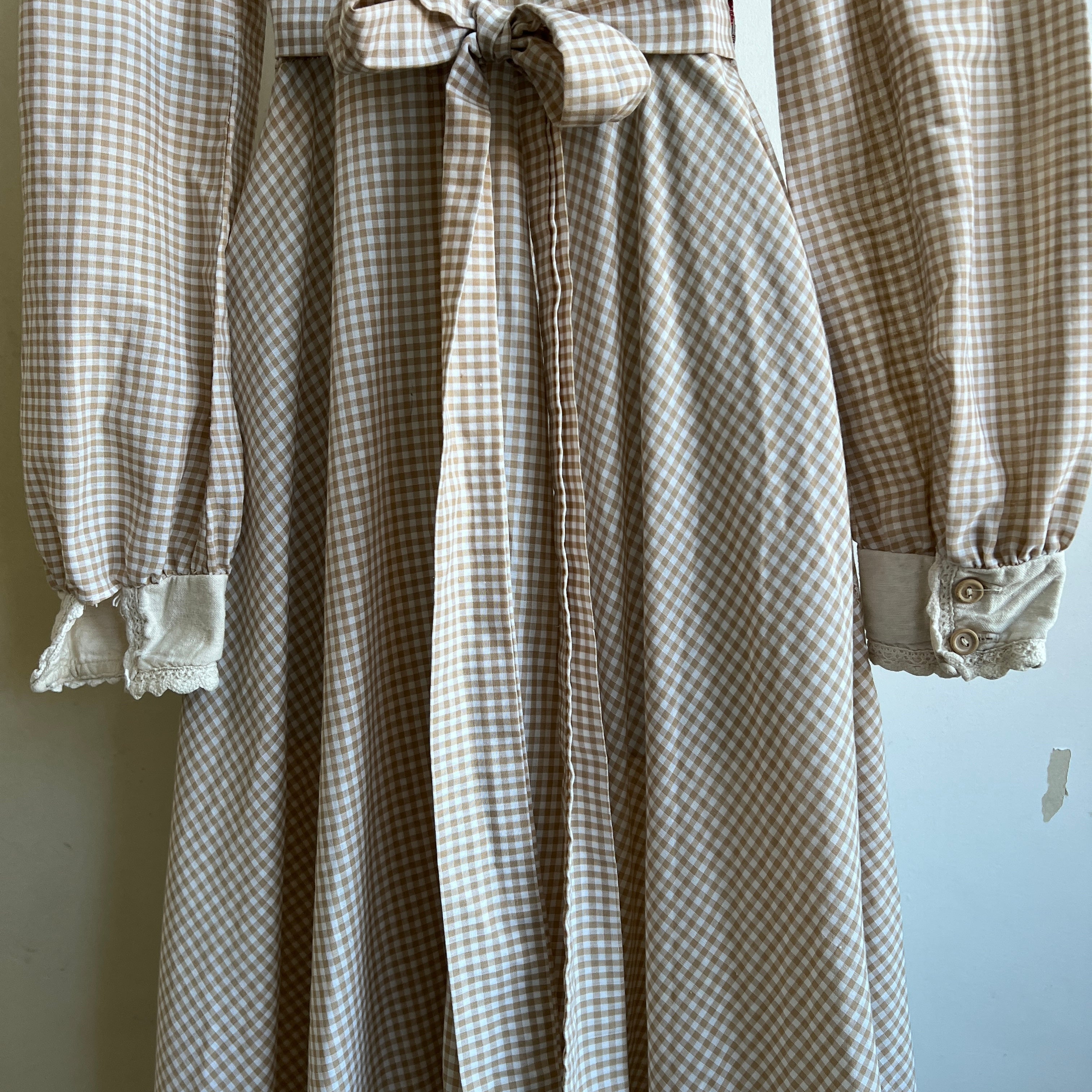 Vintage 70s gingham prairie dress (XS)