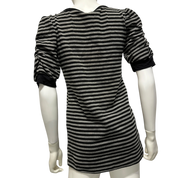 Vintage Cache Cache Stripe Henley Button Top with Graphic Print detail (M)