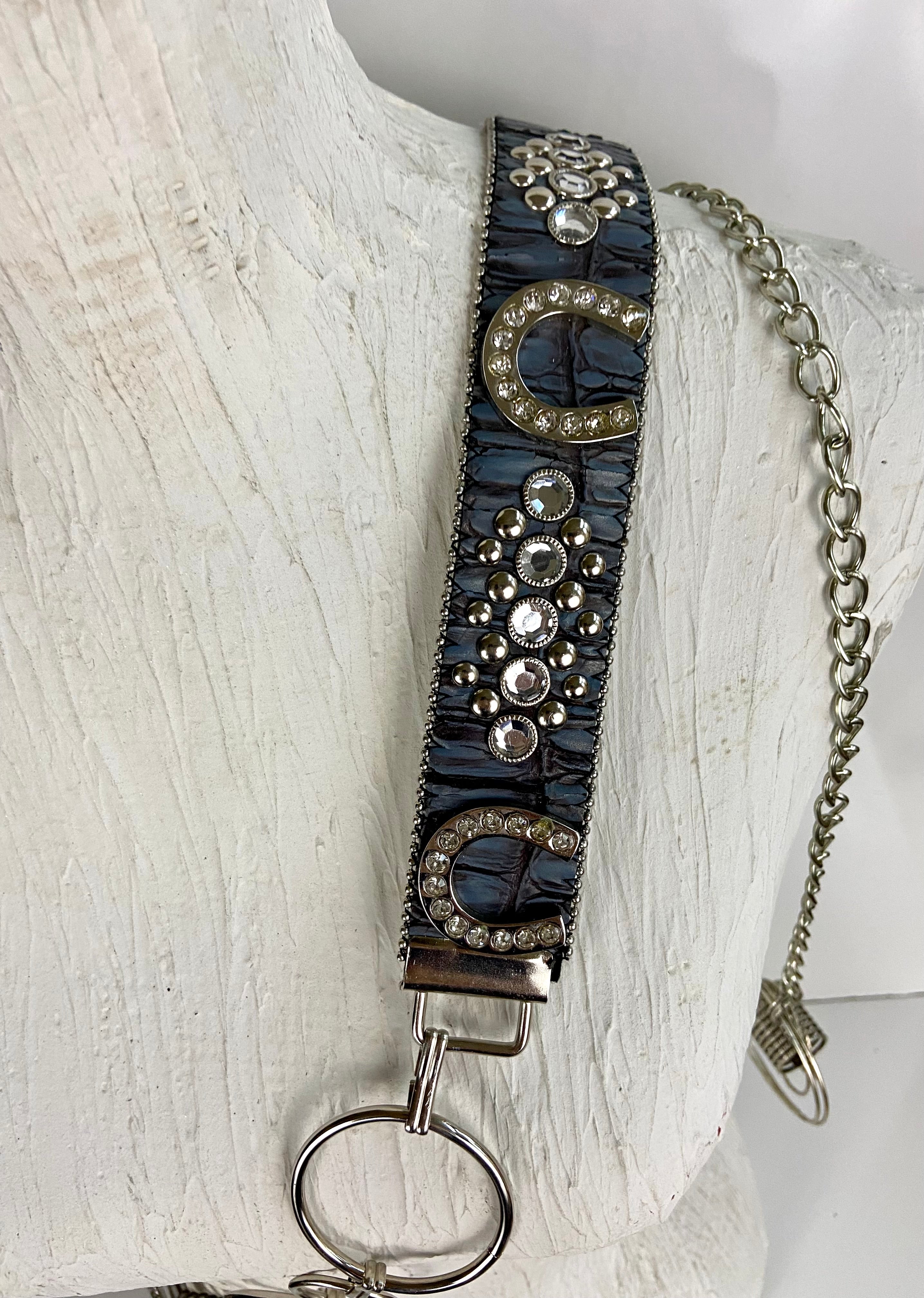 Metal leather mixed belt