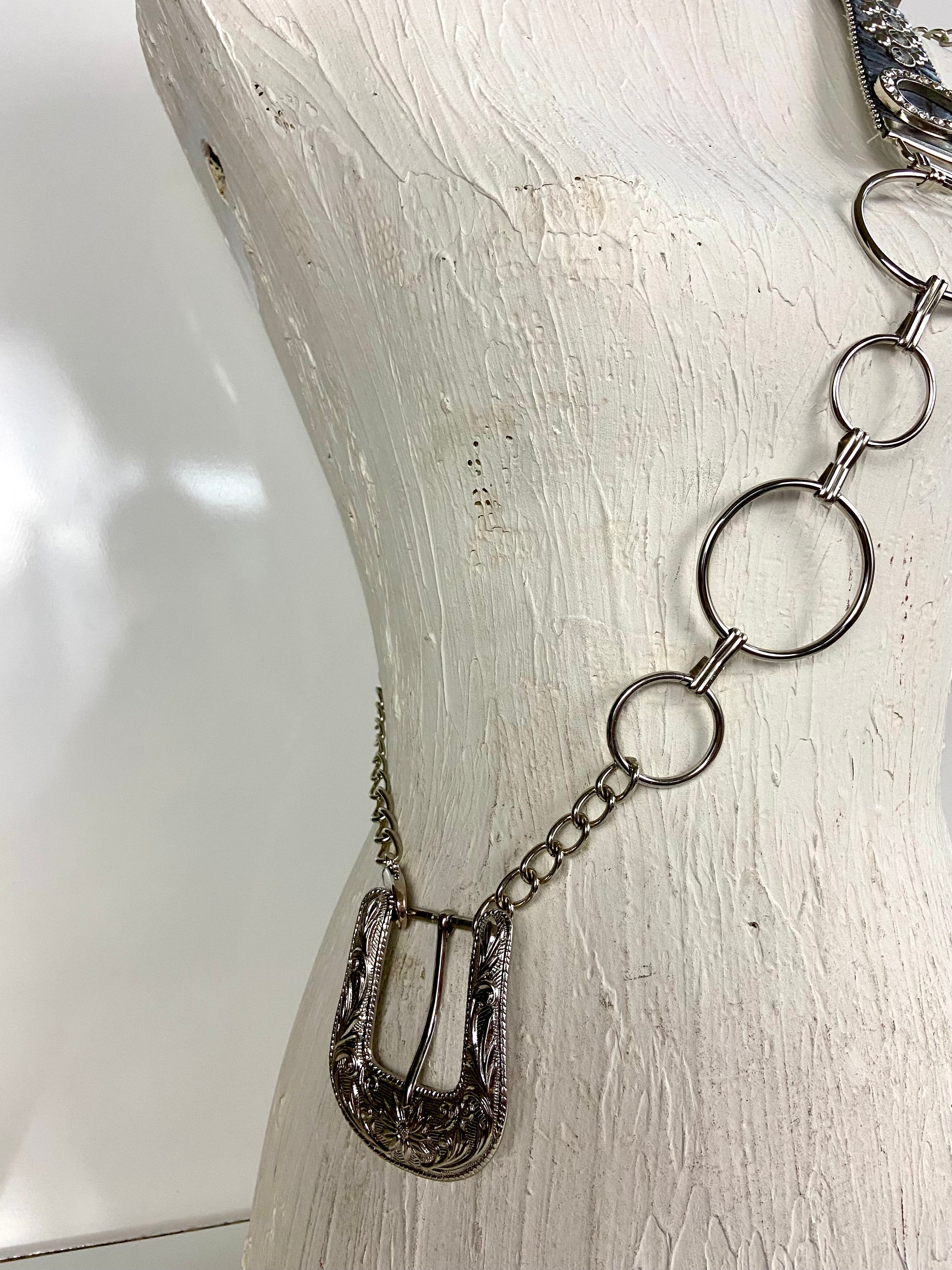 Metal leather mixed belt