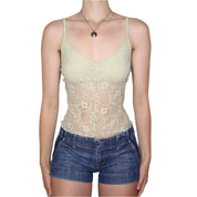 Y2K Pastel Green Lace Camisole (M)