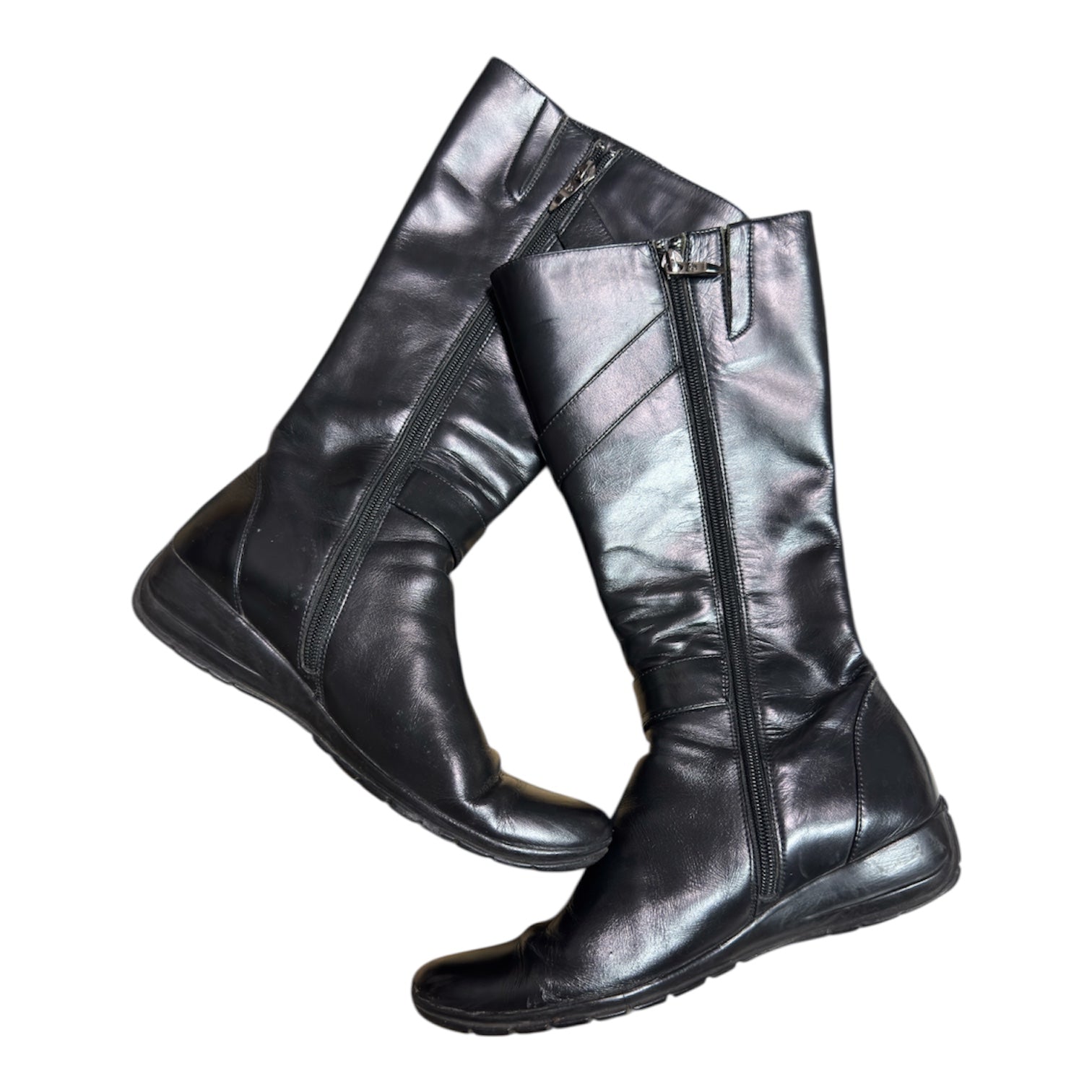 Y2K Leather mid calf boots (6.5)