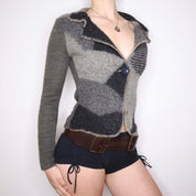 Y2K Italian Gray Wool Patchwork Blazer (S/M)
