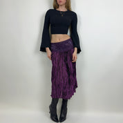 Whimsical Purple Low Rise Midi Skirt (S)