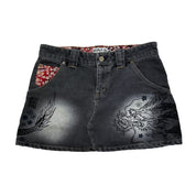 Dragon Black Denim Mini Skirt (M/L)