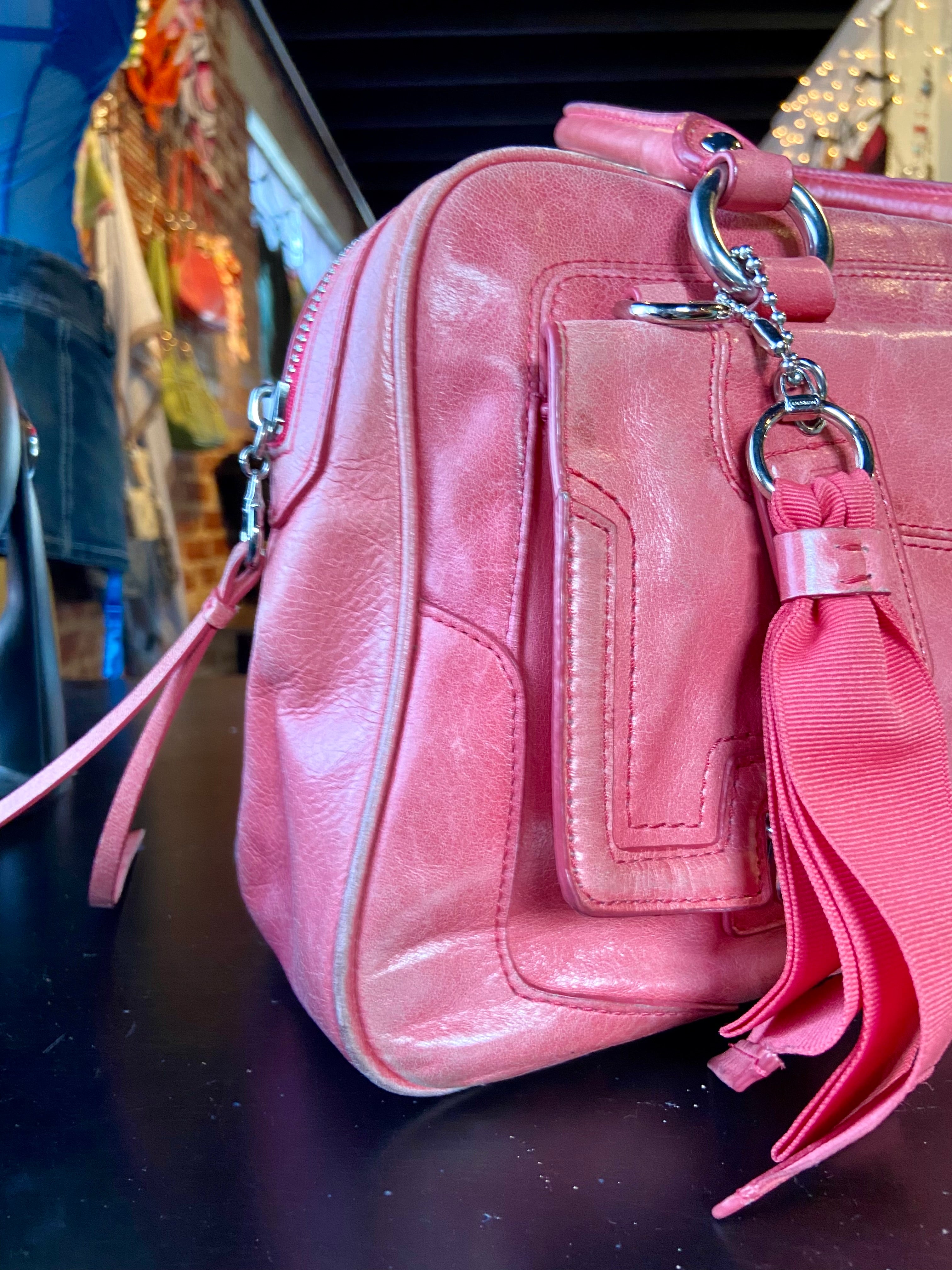 Coach Poppy Pink LeatherPushlock Satchel Bag – Holy Thrift Coach Poppy Pink LeatherPushlock Satchel Bag – Holy Thrift