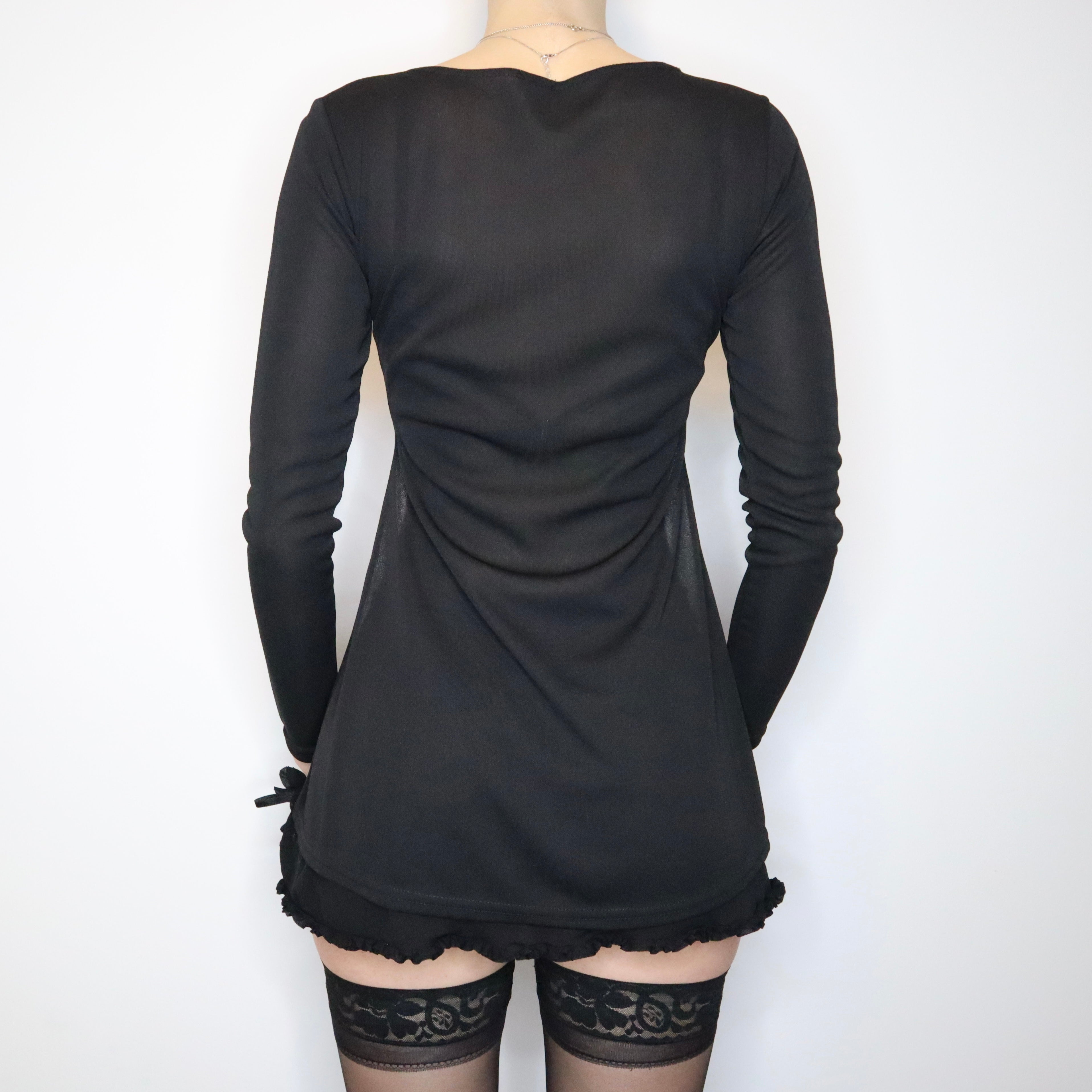 90s Black Long Sleeve Cut Out Top (S/M)