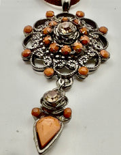 Boho Vintage Orange Pendant
Necklace Set