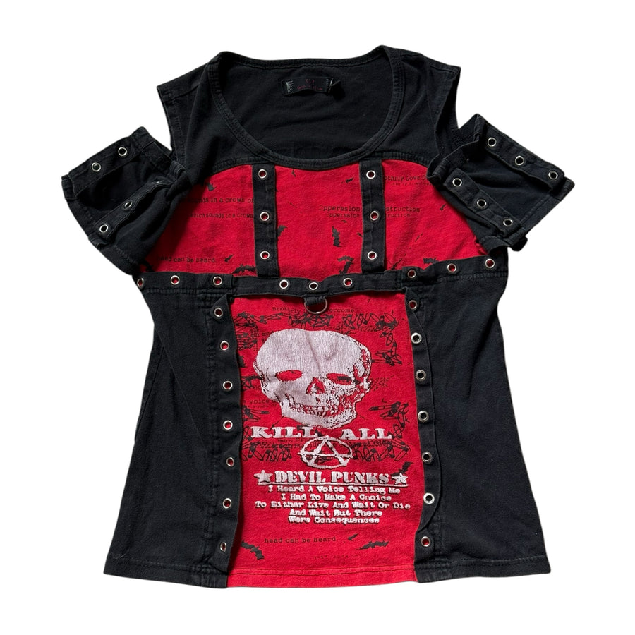 GLP jfashion devil punks goth buckle short sleeve top (M)