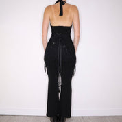 90s Sexy Black Halter Jumpsuit (S/M)