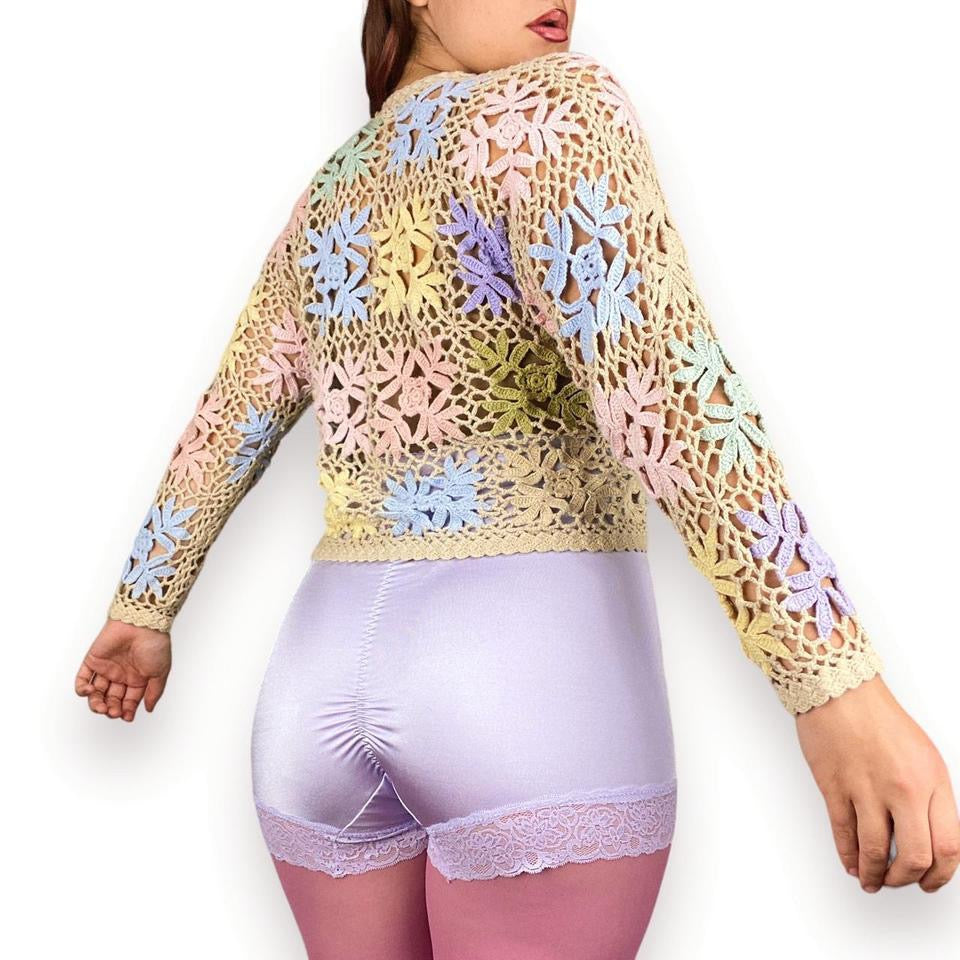 Handmade Vintage Crochet Cardigan (L)