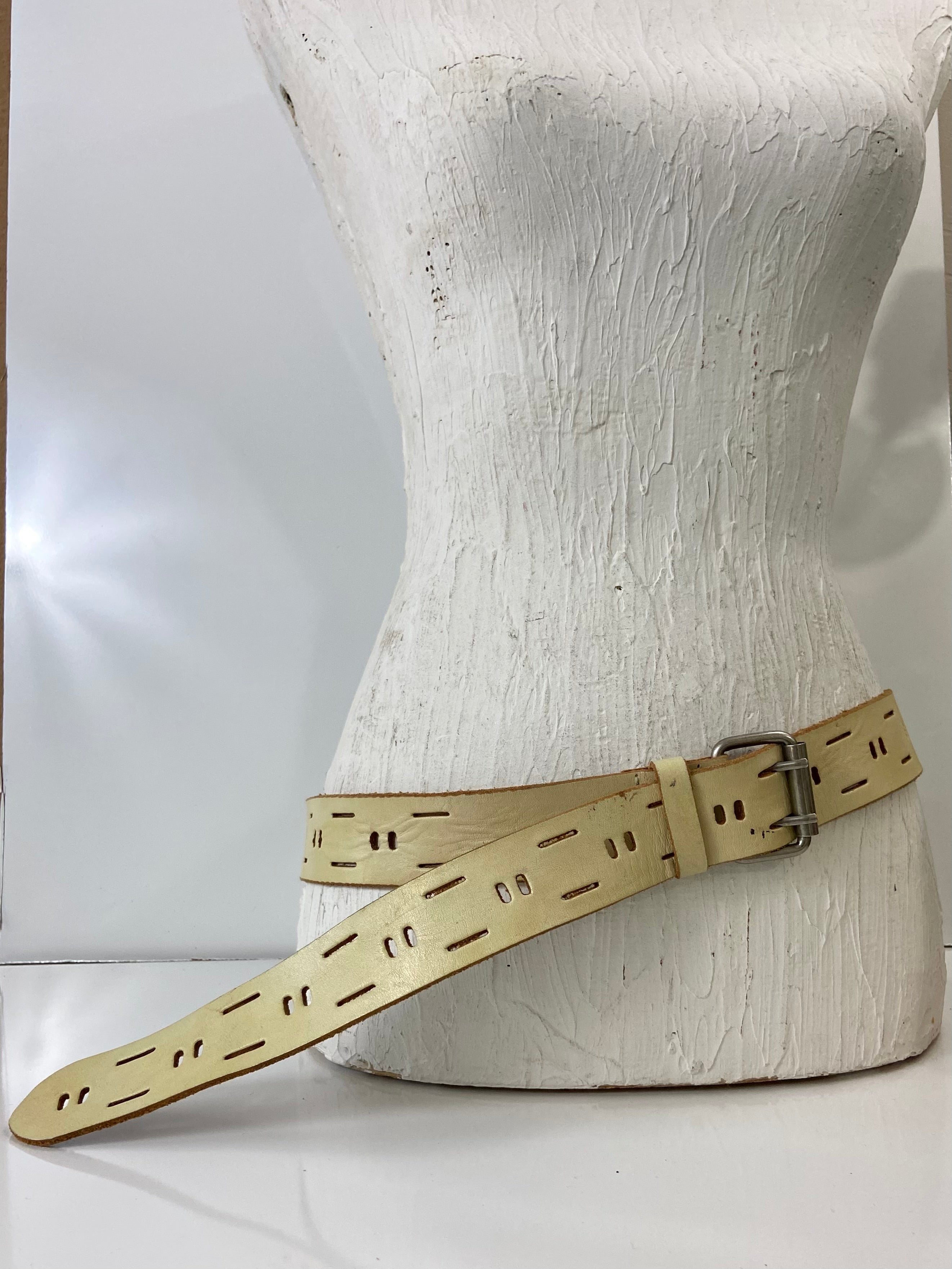 Cream leather belt