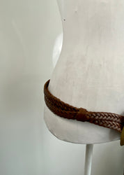Sweet Leather Vintage Belt With Brass And Bone Inlay
