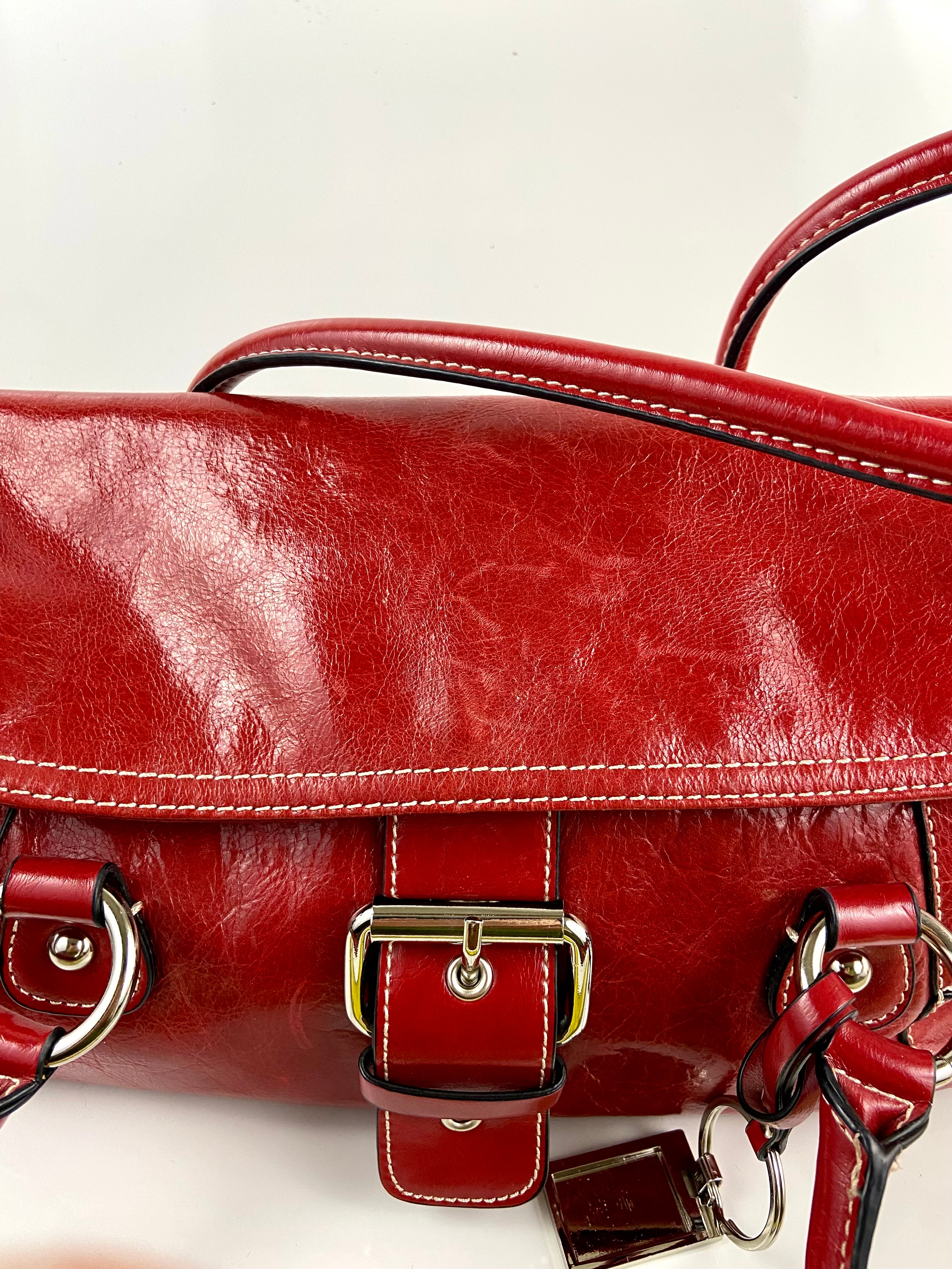 Red leather Giani Bernini purse